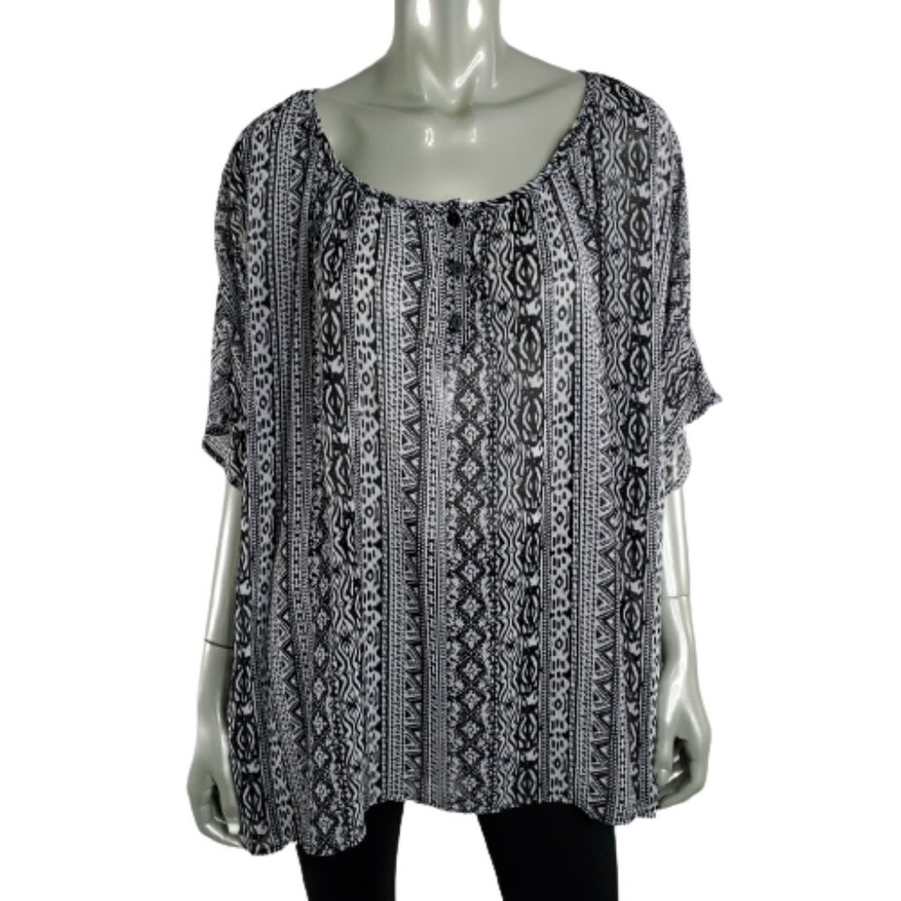 Massini Womens Sheer Top Plus 2X